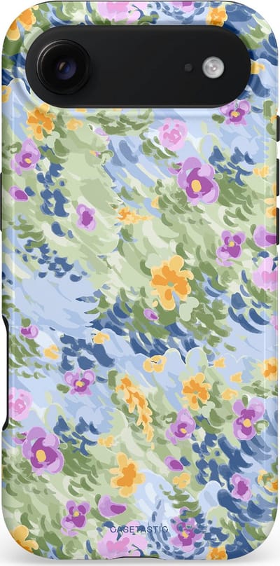Casetastic hoesje geschikt voor Apple iPhone Air - MagSafe - Dubbellaagse bescherming - Vijver briesje - Fashion Case - Lichtgrijs Zand Saliegroen Lila