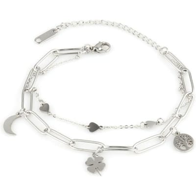 Stalen Armband Voor Vrouwen Roestvrijstalen Armbanden Hart Hanger Armbanden Mode Ketting Armbanden Vrouwen Dikke Armband Sieraden Cadeau white