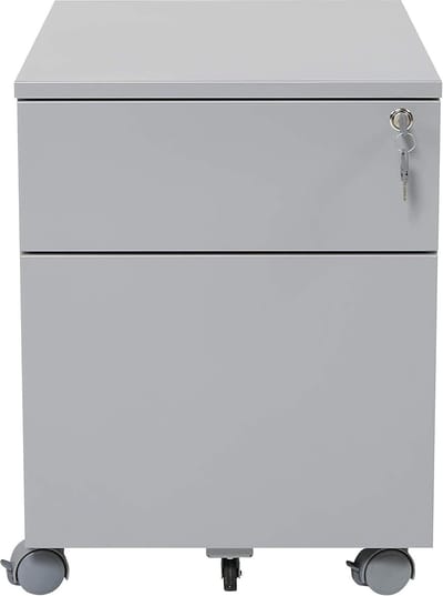 Rolcontainer Bureau - Archiefkast - Thuiswerkplek Organizer - Gepoedercoat Staal - 44x60x57cm - Zilver