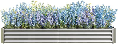 1-Pack Moestuinbak – Metalen verhoogde plantenbak 232 x 113.5 x 30 cm – verzinkt staal – zonder bodem – roestbestendig – moestuinbak voor groenten, kruiden en bloemen
