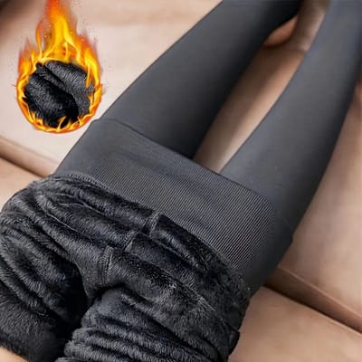 Fleece Legging - Grijs - Naadloos - Maat S/M - Gevoerd - Thermo Legging - Dames - Seamless - Warme Winter Legging - Fleece Panty van TikTok - Sterke Panty - Zacht