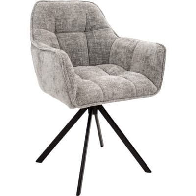 KICK® LUC Draaibare Eetkamerstoel – 180° Auto-Return – Chenille – Grijs