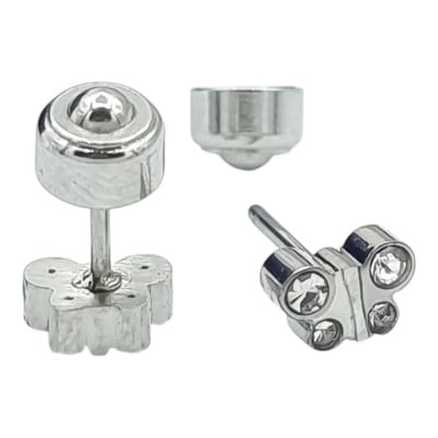 Mini vlinder oorknopjes voor meisje - Transparante CZ steentjes - Hypoallergeen, premium staal - Incl. garantie & luxe verpakking