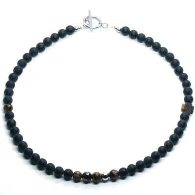 IbizaMen KIDS - Jongens - ketting - edelsteen - onyx - 36cm