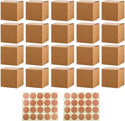 Kraftpapieren dozen set van 20 met 40 vellen afdichtingsstickers voor cadeau- en cosmeticaverpakkingen