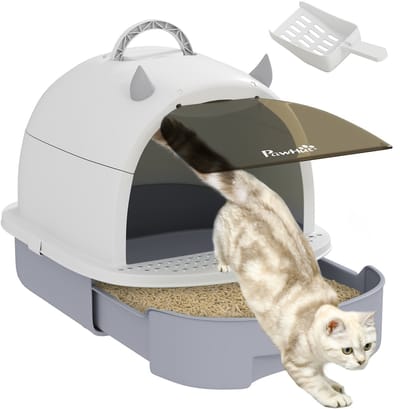 Pawhut Kattenbak-Kunststof-40,5L x 52B x 39H cm-Grijs