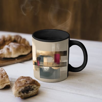 Magische Mok - Foto op Warmte Mokken - Koffiemok - Abstract - Vormen - Beige - Texturen - Magic Mok - Beker - 350 ML - Theemok