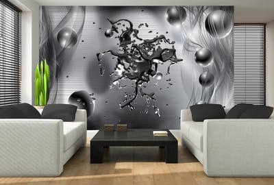Abstract Modern Grey Silver Photo Wallcovering