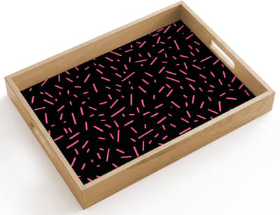 Dienblad hout 40x30 cm - Schootdienblad - Gaming - Streepjes - Roze - Abstract - Borrelplank rechthoek - Plateau dienbladen