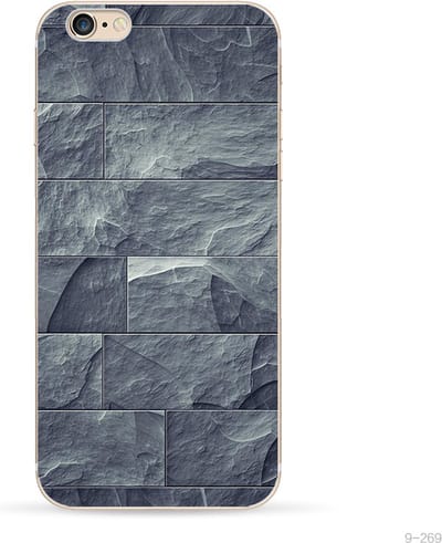 Peachy Natuursteen hoesje grijs-blauw geschikt voor iPhone 6 6s Silicone cover Stone case