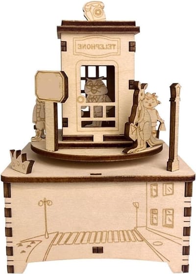 Houten Muziekdoos - 3D Puzzel - Huis Decoratie - Pen en Gat Montage - 20 cm Pakket - Natuurlijk Hout