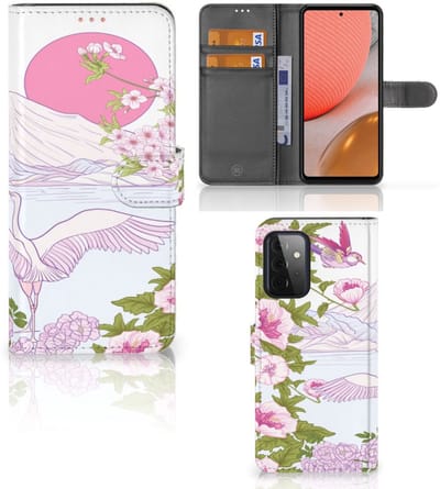 Boekhoesje voor Samsung Galaxy A72 Telefoonhoesje met Pasjes Bird Standing