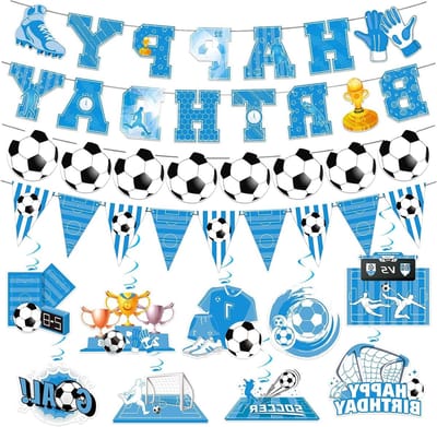 Gelukkige Verjaardag Banner voor Voetbalfeest - Versieringen voor Voetbalthema, Feestdecoraties en Ballonnen