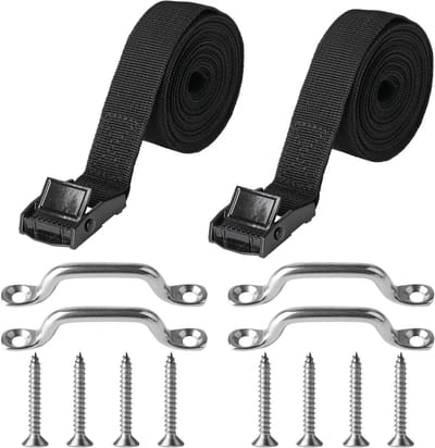Bevestigingsriemen Set - Sjorbanden Tie Downs - Batterij Bevestiging - Slijtvast Nylon Materiaal - 25mm x 3m - Zwart