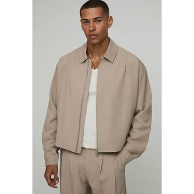 Getailleerd Jasje Met Plooien Voorpand Oversized Boxy Co-ord Harrington | Taupe | Size XS