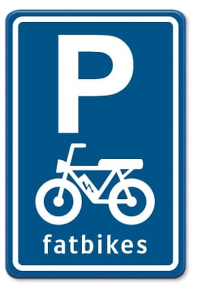 Parkeerbord Fatbikes - blauw - Weerbestendig Aluminium - 40x60 cm - Bevestiging: Zonder bevestiging (alleen het bord)