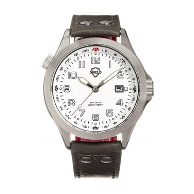 Shield Palau lederen band heren duikhorloge met datum