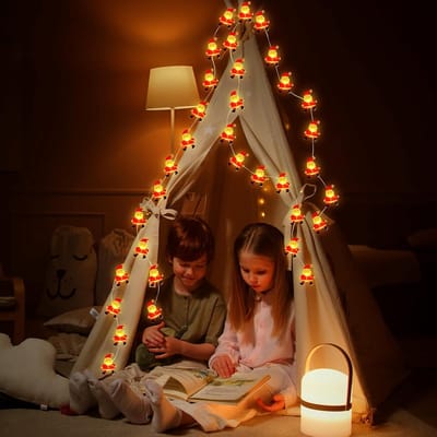 Kerst String Lights, 2m 20LED Kerstman Fairy Lights Batterij Werkt 2 Modes Kerstverlichting Indoor Outdoor Waterdichte Kerstdecoraties Voor Tuin, Warm Wit