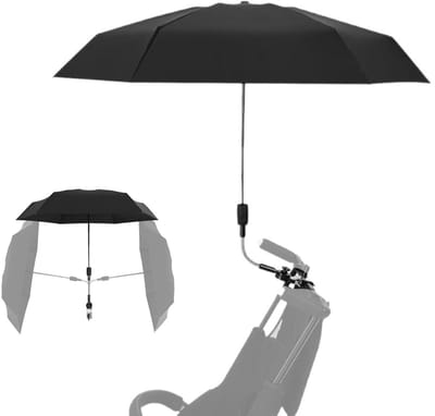Dailygoods- Parasol 360° Flexibel - UV-bescherming 50+ - Zwart - Diameter 95 cm - Bescherming tegen zon en regen - Geschikt voor kinderwagen - Kinderwagenzonnescherm