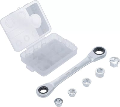 BGS Ratel ringsleutel met adapterset - 8 - 19 mm - 6 delig