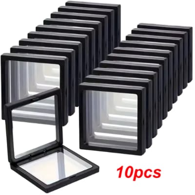 10 stuks Zwevende Displaydoos voor Sieraden – Transparante Floating Display Box – Ring, Ketting & Collectibles Opbergdoos – Zwart 7X7 cm