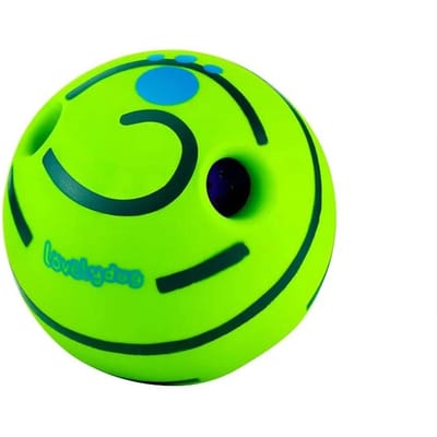 1 jouet pour chien, balle oscillante et rigolote, jouet interactif à mâcher, émet des sons de rire lorsqu'il est roulé ou secoué, pour le plaisir du chien 14cm