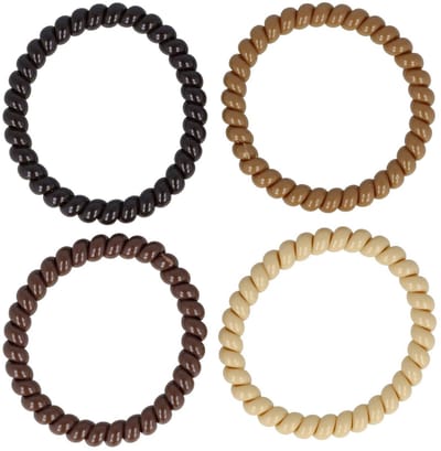 Haarsoires Haarelastieken Invisibobble - Smal - Telefoondraad - Bruin Beige - Set van 4 - Spiraal Haar Elastieken - Haarvriendelijk