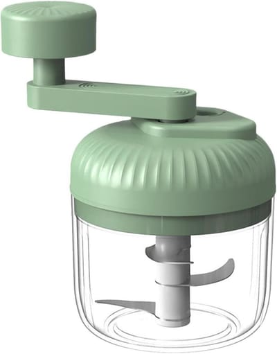 Voedselhakker - Mini Keukenmachine - Maaltijd Voorbereiden - Handaangedreven Drie Snelheden - 15x10x15 cm - Groen