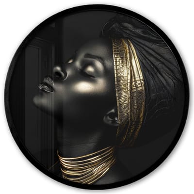 Poster in lijst Rond - Fotolijst 40x40 cm - Posters - Vrouw - Goud - Portret - Modern - Ronde posterlijst zwart - Decoratie - Wanddecoratie woonkamer - Muurdecoratie slaapkamer