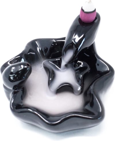 Backflow wierookbrander Large Pools to Pools - Met doosje Backflow wierookkegeltjes witte salie en Palo santo - 15 g