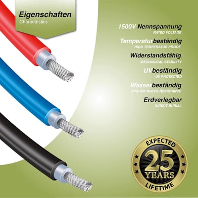 Zonne-energie verlengkabel 6 mm2 - H1Z2Z2-K PV kabel 50 meter