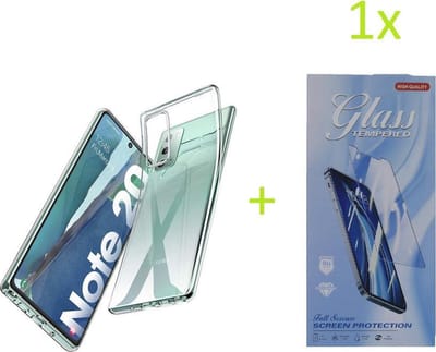 Soft Back Cover Hoesje Geschikt voor: Samsung Galaxy Note 20 Ultra Transparant TPU Siliconen Soft Case + 1X Tempered Glass Screenprotector