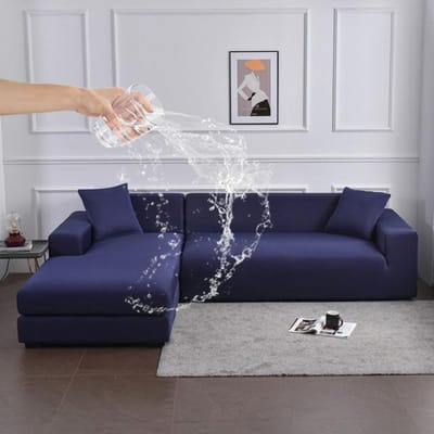 Waterdichte Soild Kleur Bankhoezen Elastisch Stofdicht Voor Huisdieren Kinderen Hoekbank Kussenovertrekken Voor Eetkamer Keuken Hotel Banket 1 seater (90-140cm) donkerblauwe kleur
