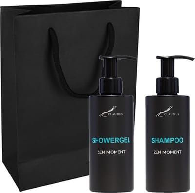 Douchepakket Zen Moment - Showergel + Shampoo - 300 ml per fles - set van 2 stuks - met luxe gift tas - cadeau - giftset voor hem en haar