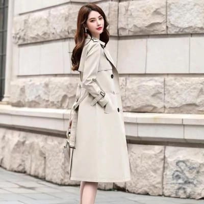 Gevoerde Trenchcoat Dames Middellang Lente en Herfst Drapé Jas Lang Over-de-knie Jas Voor Dames Overjas S gray