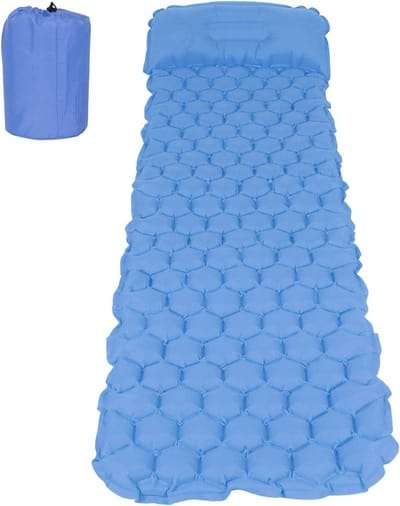 Opblaasbaar Matras - Campingmat Luchtbed - Kamperen Buiten - Zelfopblazend Comfort - 191 x 58 x 6 cm - Blauw