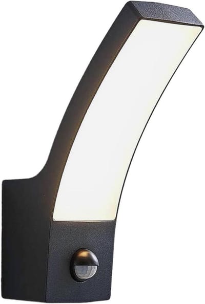 Moderne LED Buiten Wandlamp met Bewegingssensor - Zwart Aluminium - IP54