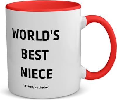 Akyol - world's best niece it's true we checked koffiemok - theemok - rood - Nicht - werelds beste nicht - verjaardag - cadeautje voor nicht - nicht artikelen - kado - geschenk - 350 ML inhoud