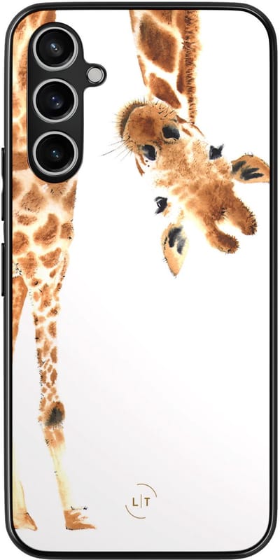 Leuke Telefoonhoesjes - Hoesje geschikt voor Samsung Galaxy A54 - Giraffe - Backcover zwart - Giraffe - Bruin