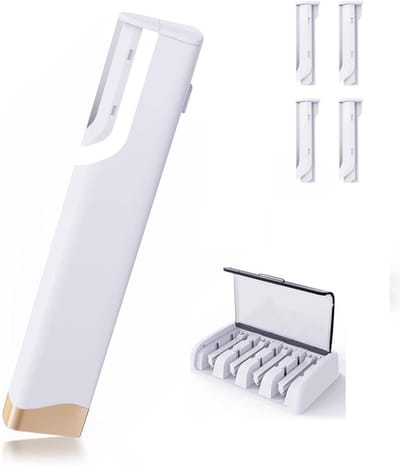 Herlaadbare smoothing skin meter scheerapparaat voor vrouwen, met dubbele functie voor exfoliatie en ontharing, 3 snelheden skin smoothing tool met led-verlichting en 5 verwisselbare huidmesjes, wit model