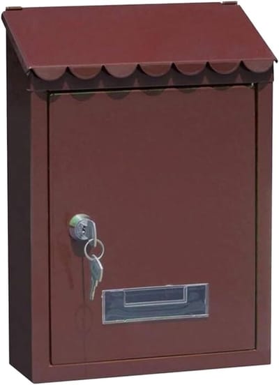 Brievenbus Buiten - Postbus Wandmontage - Post Ontvangen - Afsluitbaar Met Sleutel - 21x30cm - Roodbruin