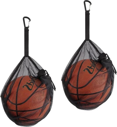 Basketbaltas met rits en mesh zak, ideaal voor sportballen - netzakken voor voetbal, volleybal, rugby - 2 stuks