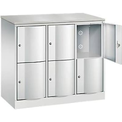 C+P Resisto lockerkast, 3 vakken, 6 vakken, B 1148 x D 540 x H 1077 mm, lichtgrijs