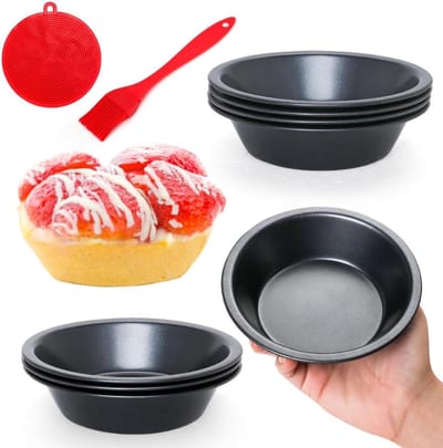 Mini Taartvormen - Quiche Bakvormen - Zelf Bakken - Anti-aanbaklaag - 8 Stuks - Grijs