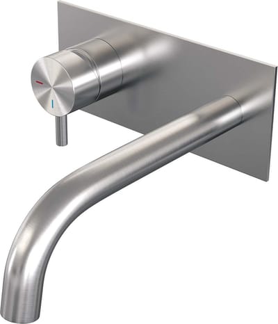 Brauer Brushed Edition inbouw wastafelmengkraan met gebogen uitloop en afdekplaat model B2 RVS geborsteld PVD