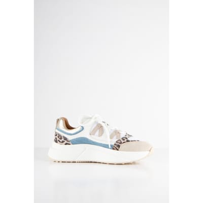 DWRS label Senja Leopard Sneaker Sand / White / Jeans Maat: 36 | Sneakers Outlet | Dames | Wit
