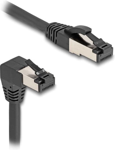 Delock RJ45 Network Cable Cat.8.1 S/FTP 90° downwards angled / straight 5 m black