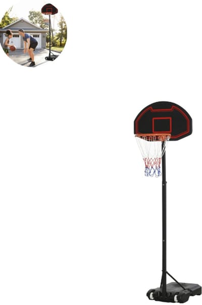 Basketbalpaal - Basketbalring - Verstelbaar in hoogte - 195 tot 250 cm - Voor buiten - Met wieltjes - Weerbestendig