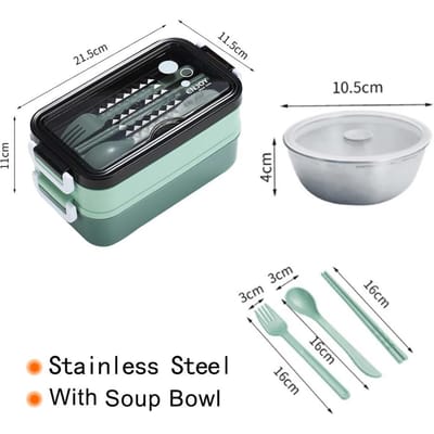 304 Roestvrijstalen Lunchbox Bento Box voor Schoolkinderen Kantoorwerker 2 lagen Magnetronverwarming Lunchcontainer Voedselopbergdoos