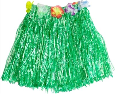 *** Hawaïi Hula rokje - Hawai rok - Groene rafels - Hula rokje - 40CM lang - Hula-rokje voor volwassenen - Met bloemen - Themafeest - Zomers rokje van Heble® ***